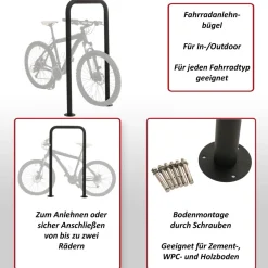 MCW Fahrradbügel -N42, Fahrradständer Anlehnbügel Bügel Absperrung, In-/Outdoor Stahl pulverbeschichtet 120x70x12cm
