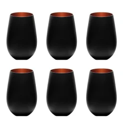 ich-zapfe Farbige Trinkgläser ELEMENTS 6er-Set, zweifarbig Schwarz-Bronze, 456 ml Hot