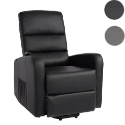 Fernsehsessel -K62, Sessel Relaxsessel TV-Sessel Liege, Liegefunktion Aufstehhilfe, Metall Kunstleder ~ schwarz ^ MCW Best