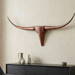 Finebuy Deko Geweih Bull M Aluminium Design Hörner 100cm Wanddekoration Bronze Outlet