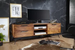 Lowboard Sheesham Massiv Holz Hifi Board Fernsehschrank Wohnzimmer ^ Finebuy Hot