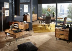 Lowboard Sheesham Massiv Holz Hifi Board Fernsehschrank Wohnzimmer ^ Finebuy Hot