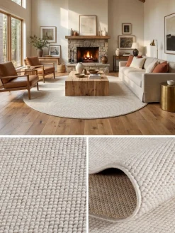 Flachgewebe-Teppich Berber-Tradition Creme Uni meliert ^ KADIMA DESIGN Clearance