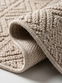 KADIMA DESIGN Flachgewebe-Teppich Ethno Beige Ethno-Streifen Silber Online