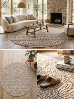 KADIMA DESIGN Flachgewebe-Teppich Ethno Beige Ethno-Streifen Silber Online