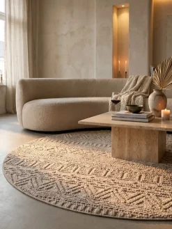 KADIMA DESIGN Flachgewebe-Teppich Ethno Beige Ethno-Streifen Silber Online