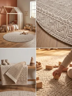 KADIMA DESIGN Flachgewebe-Teppich Ethno Beige Ethno-Streifen Silber Online