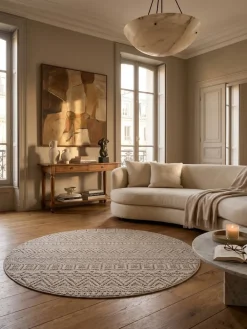 KADIMA DESIGN Flachgewebe-Teppich Ethno Beige Ethno-Streifen Silber Online