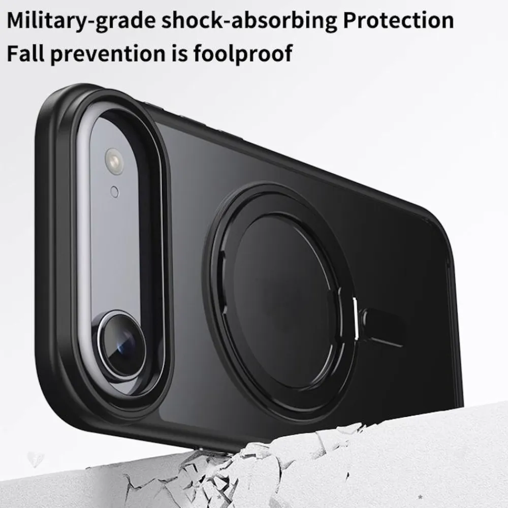 Für Apple iPhone 17 Air Frosted Ring MagSafe TPU + PC Hülle Schwarz ^ Wigento Hot