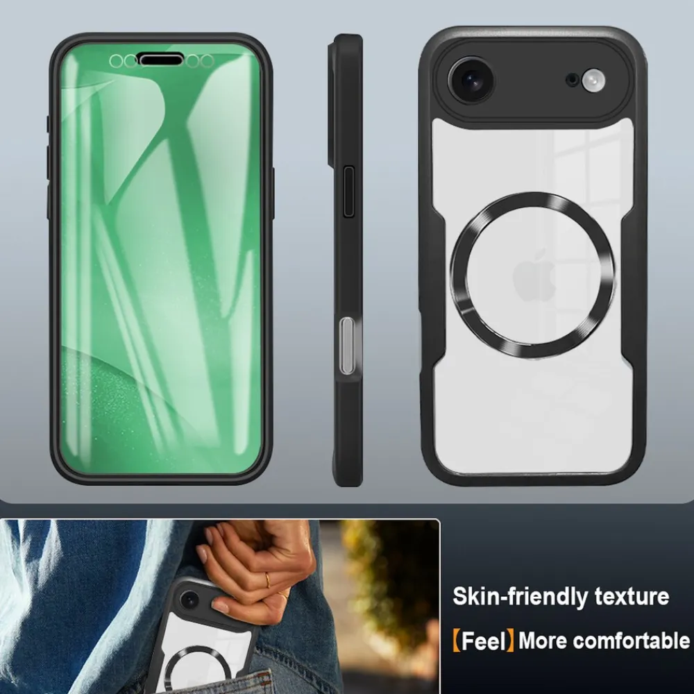 Für Apple iPhone 17 Air MagSafe Ring Full Body 360 Grad TPU Hülle Lila ^ Wigento Hot