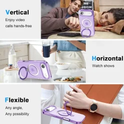 Für Apple iPhone 17 Air Skin Feel MagSafe Ring Halter 360 Hülle Lila ^ Wigento Outlet