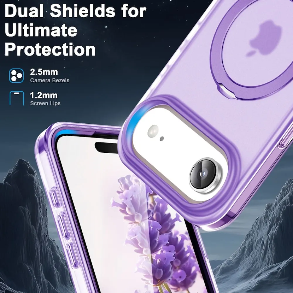 Für Apple iPhone 17 Air Skin Feel MagSafe Ring Halter 360 Hülle Lila ^ Wigento Outlet