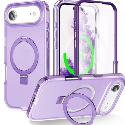 Für Apple iPhone 17 Air Skin Feel MagSafe Ring Halter 360 Hülle Lila ^ Wigento Outlet