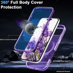 Für Apple iPhone 17 Air Skin Feel MagSafe Ring Halter 360 Hülle Lila ^ Wigento Outlet