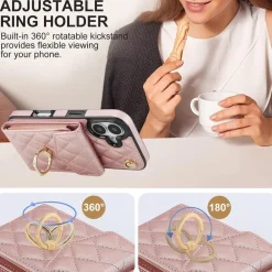 Für Apple iPhone 17 Crossbody Kunstleder Rhombic Hülle Rose Gold ^ Wigento Best