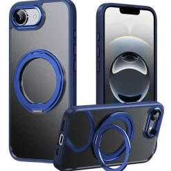 für Apple iPhone 17e / 16e Frosted 360 Ring MagSafe TPU + PC Case Blau ^ Wigento Sale
