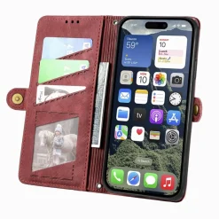 Wigento für Apple iPhone 17e / 16e Kunstleder Design Zipper Book Wallet Tasche Rot Online