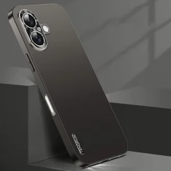 Für Apple iPhone 16 Feinmattes Metall Optik Design Handy Hülle Schwarz ^ Wigento Online