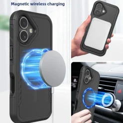Für Apple iPhone 17 Kalebol 2 in 1 Matte MagSafe Schutz Hülle Schwarz ^ Wigento Best