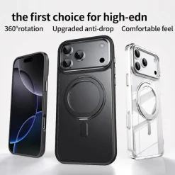 Für Apple iPhone 17 Pro Frosted Ring MagSafe TPU + PC Hülle Schwarz ^ Wigento Hot