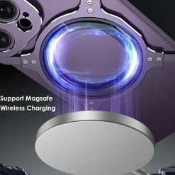 Für Apple iPhone 16 Pro Max Metall Hülle Mechanischer MagSafe Halter ^ Wigento Online