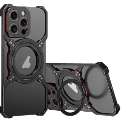 Für Apple iPhone 16 Pro Max Metall Hülle Mechanischer MagSafe Halter ^ Wigento Online