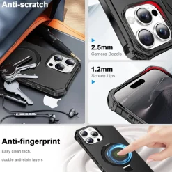 Für Apple iPhone 16 Pro Max Solid MagSafe Ring Halter Hülle Schwarz ^ Wigento