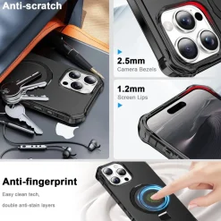 Für Apple iPhone 16 Pro Max Solid MagSafe Ring Halter Hülle Schwarz ^ Wigento