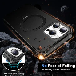 Für Apple iPhone 16 Pro Max Solid MagSafe Ring Halter Hülle Schwarz ^ Wigento