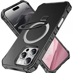 Für Apple iPhone 16 Pro Max Solid MagSafe Ring Halter Hülle Schwarz ^ Wigento