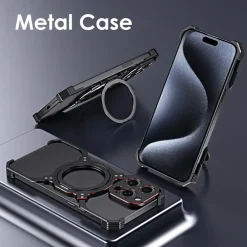 Für Apple iPhone 16 Pro Metall Hülle Mechanischer Arm MagSafe Halter ^ Wigento Online