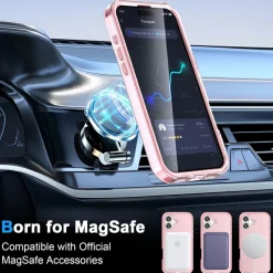 Für Apple iPhone 17 Skin Feel MagSafe Ring Halter 360 Grad Hülle Rosa ^ Wigento Best