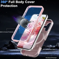 Für Apple iPhone 17 Skin Feel MagSafe Ring Halter 360 Grad Hülle Rosa ^ Wigento Best