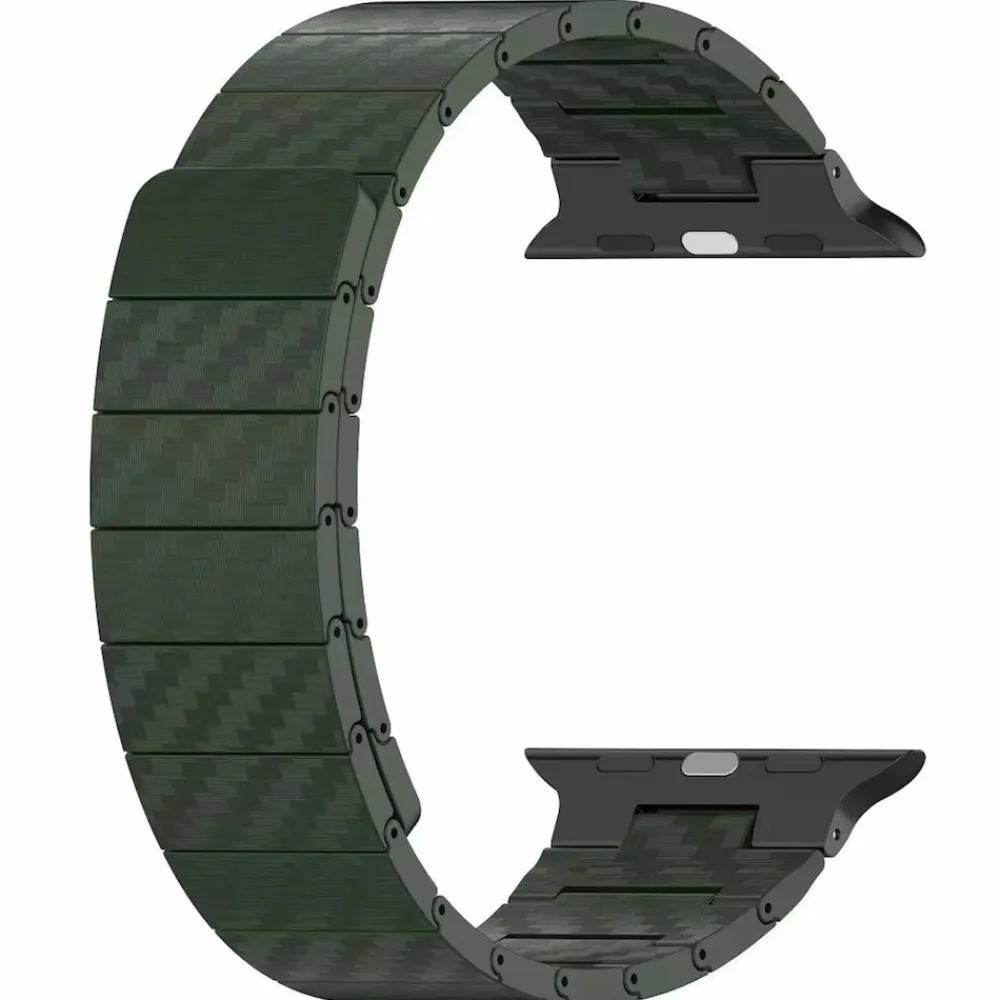 Für Apple Watch SE 2023 44mm Carbonfaser Magnetisches Armband Blau ^ Wigento