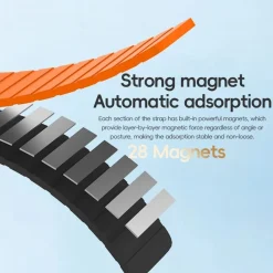 Wigento Für Apple Watch SE 2023 44mm Magnetisches Silikon Armband Orange Hot