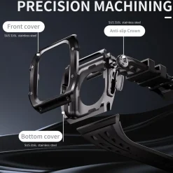 Für Apple Watch Series 10 46mm Silikon Armband mit Metall Gehäuse Case ^ Wigento Online