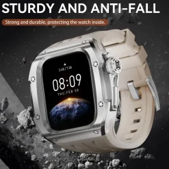 Für Apple Watch Series 10 46mm Silikon Armband mit Metall Gehäuse Case ^ Wigento Hot