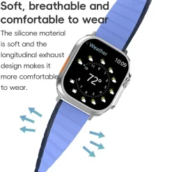 Wigento Für Apple Watch Ultra 2 / 1 49mm Magnetisches Silikon Armband Blau Sale