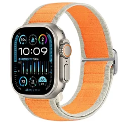 Für Apple Watch Ultra 2 / 1 49mm Nylon Elastisches Armband Orange ^ Wigento Clearance
