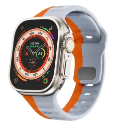 Für Apple Watch Ultra 2 / 1 49mm Silikon Design Wellen Armband Orange ^ Wigento New