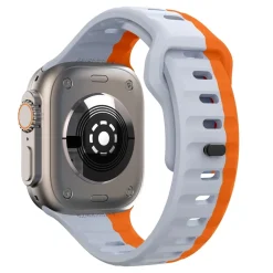 Für Apple Watch Ultra 2 / 1 49mm Silikon Design Wellen Armband Orange ^ Wigento New