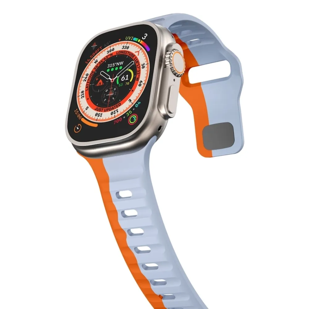 Für Apple Watch Ultra 2 / 1 49mm Silikon Design Wellen Armband Orange ^ Wigento New