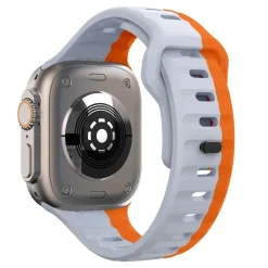 Für Apple Watch Ultra 2 / 1 49mm Silikon Design Wellen Armband Orange ^ Wigento New