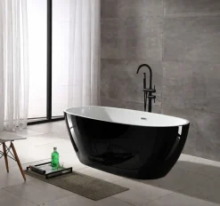 Sanotechnik Freistehende Badewanne MANHATTAN - Glänzend Schwarz Sale