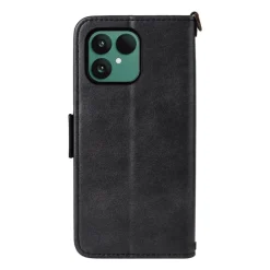 Wigento Für Fairphone 6 Crossbody Echtleder Kartenfach Schutz Hülle Schwarz New