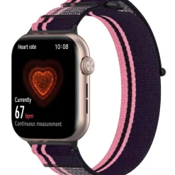 Wigento Für Honor Watch 5 Elastisches Nylon Klettverschluss Arm Band Lila Hot