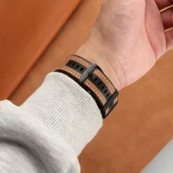 Für Honor Watch 5 Hochwertiges Leder Hybrid Silikon Arm Band Schwarz ^ Wigento Sale