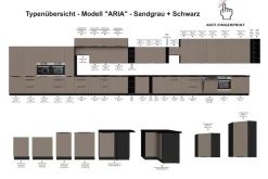 Küchen-Preisbombe Frontblende für integrierten Geschirrspüler 45 cm ARIA Sandgrau + Schwarz matt Sale