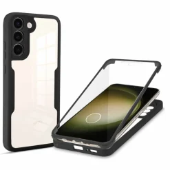 Wigento Für Samsung Galaxy S25 Full Cover 360 Acrylic Hybrid TPU Hülle Schwarz Hot