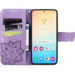 Für Samsung Galaxy S25 Kunstleder Wallet Schmetterling Hülle H- Lila ^ Wigento Discount